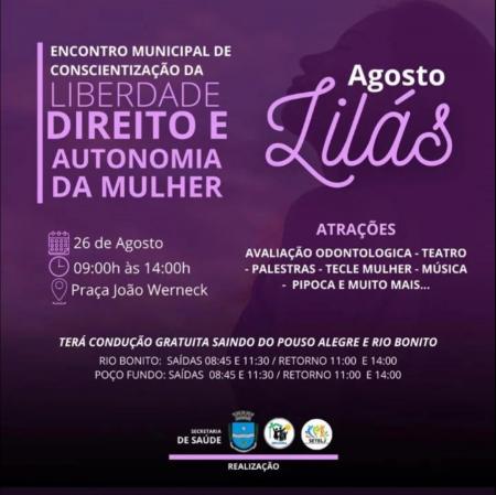 ENCONTRO MUNICIPAL DE CONSCIENTIZAÇÃO DA LIBERDADE, DIREITO E AUTONOMIA DA MULHER ( AGOSTO LILÁS )