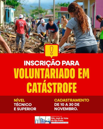 Inscrição para Voluntariado em Catástrofe.